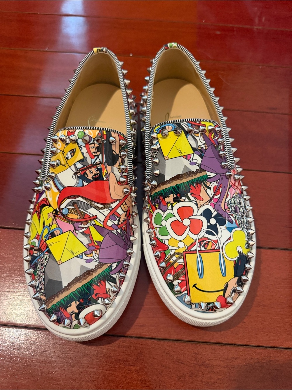 Christian Louboutin Multicolor Graphic Spike Penny Loafers